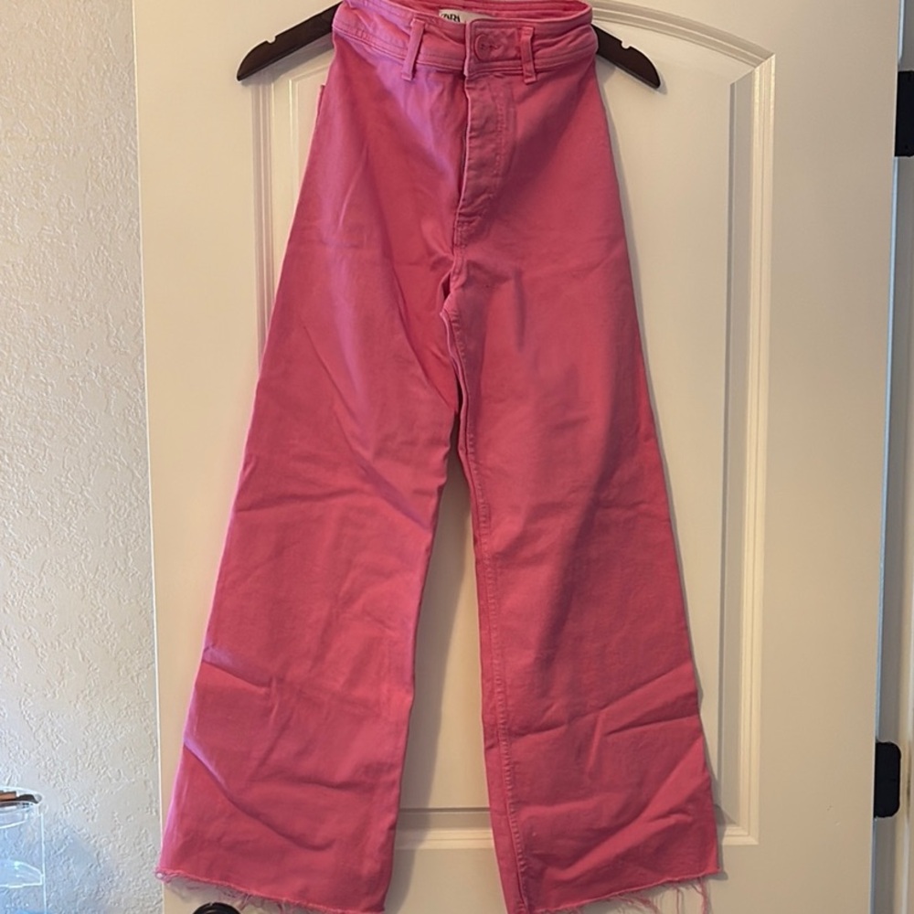Zara Pink Flare Wide Leg Jeans